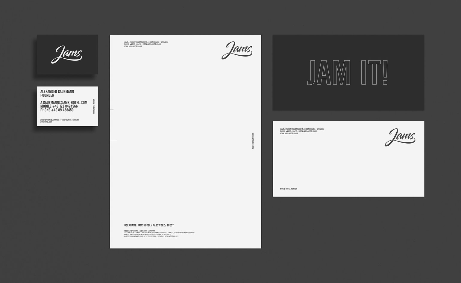 Jams music hotel Corporate Design Anwendungen