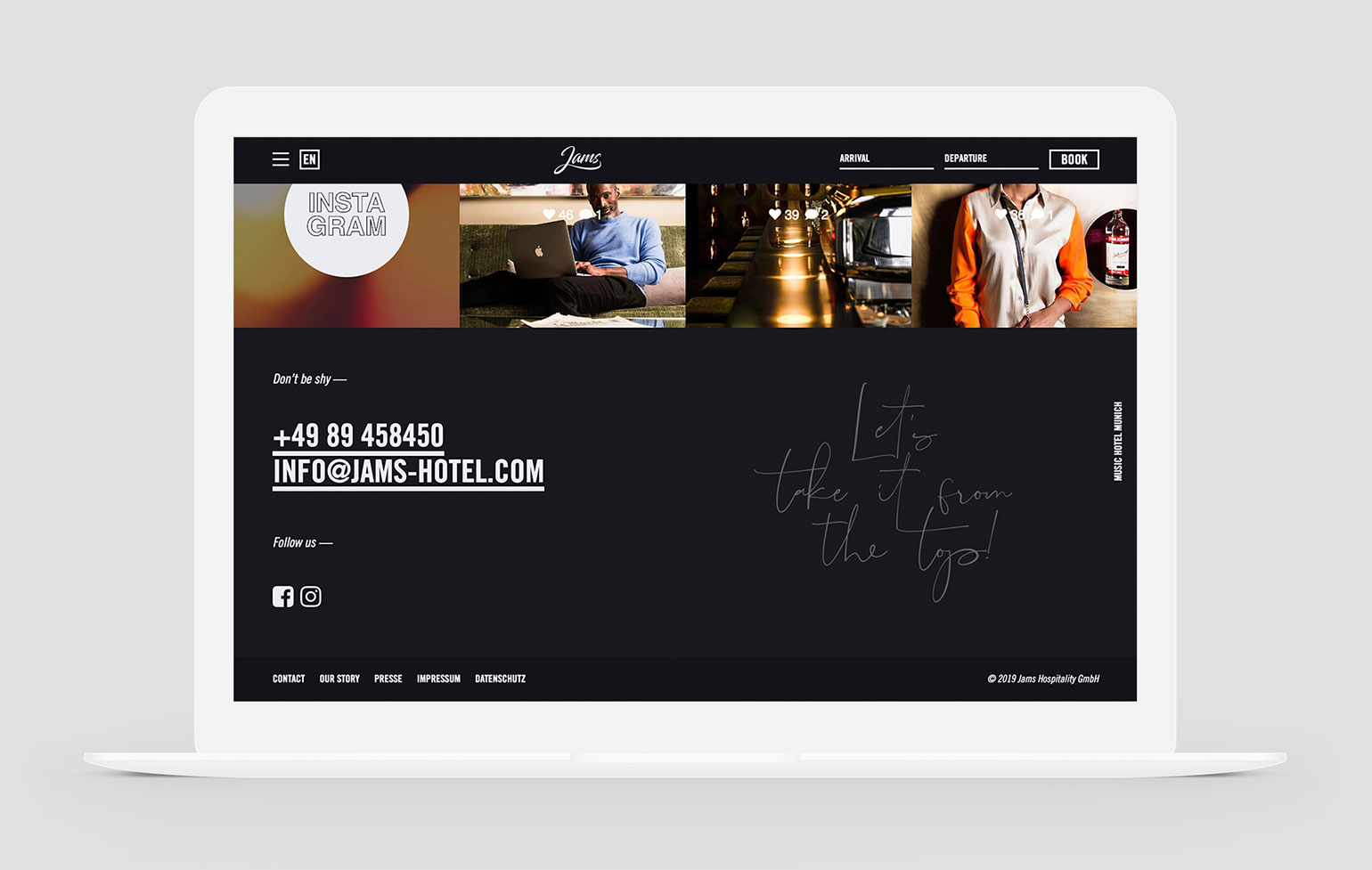 Screenshot Jams Corporate Website Footer