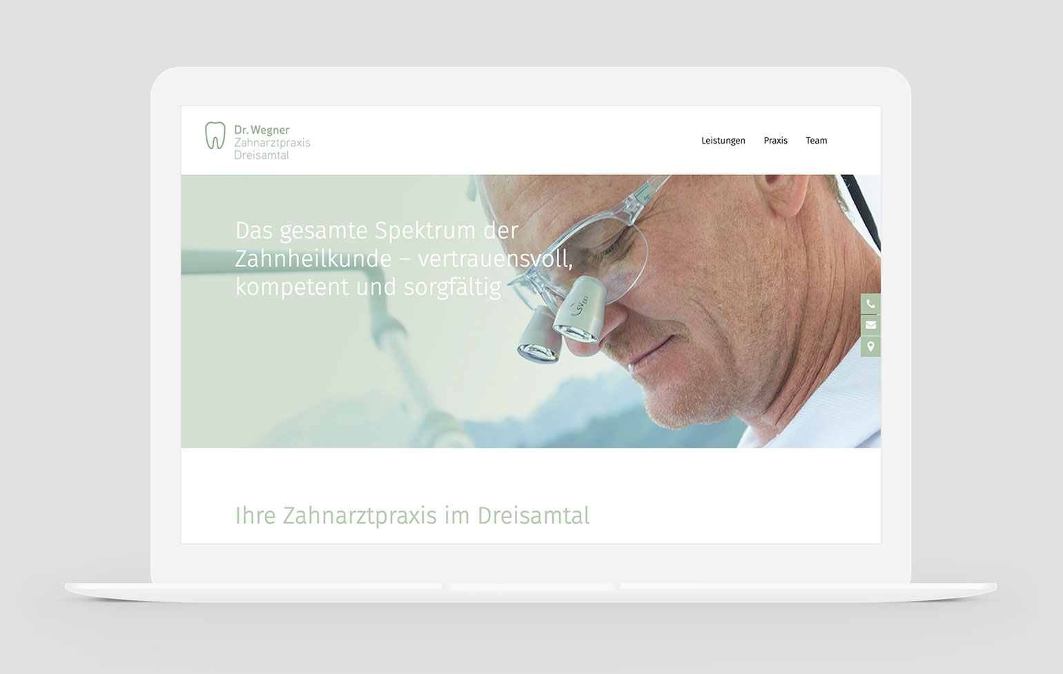 Zahnarztpraxis Dreisamtal Website Screen