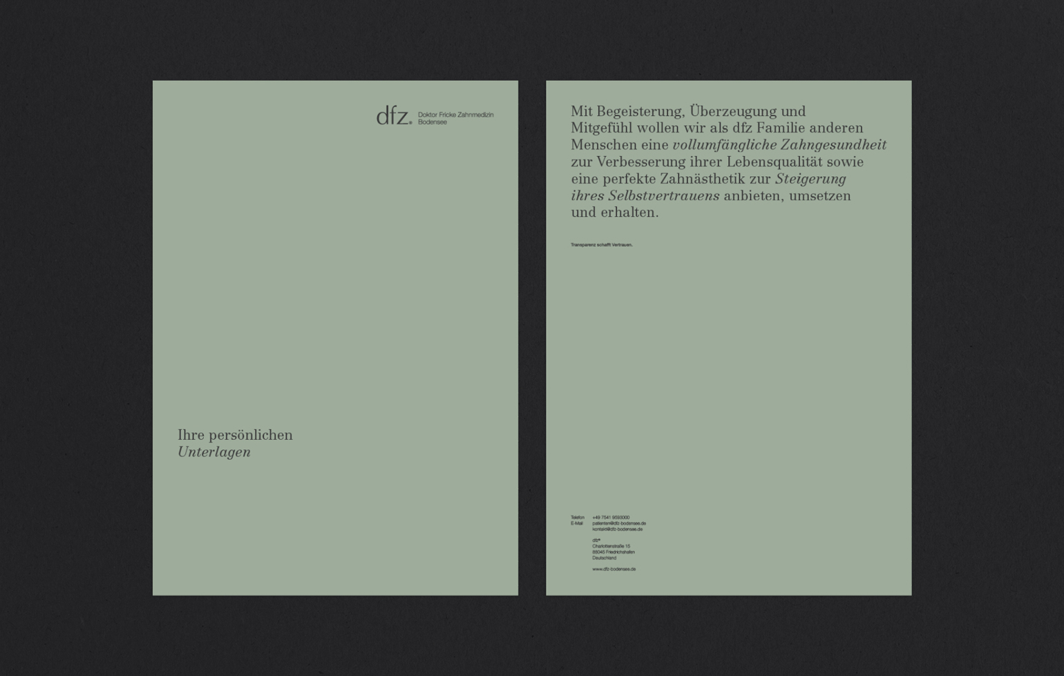 dfz Doktor Fricke Zahnmedizin corporate design example