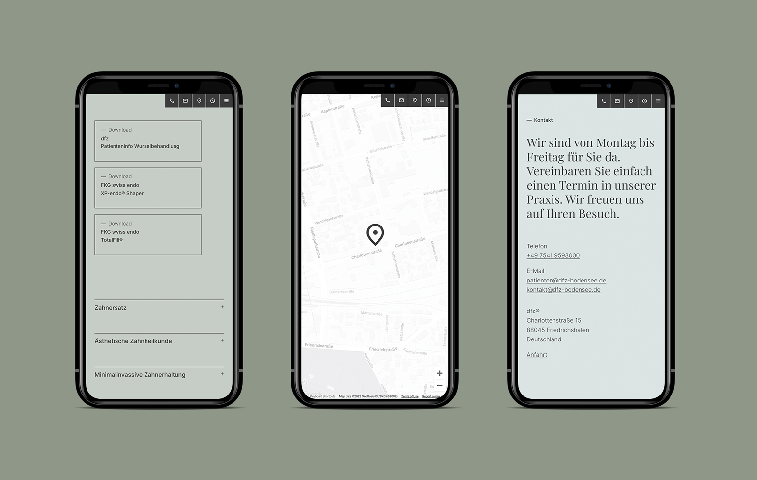 dfz Doktor Fricke Zahnmedizin website mobile view