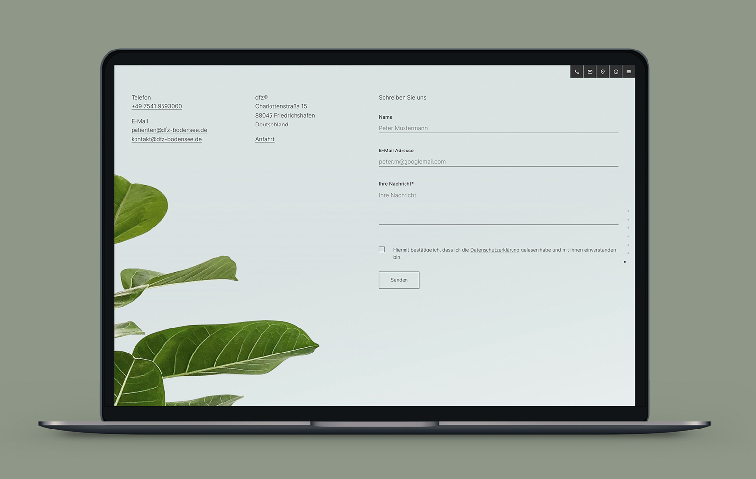 dfz Doktor Fricke Zahnmedizin website screen
