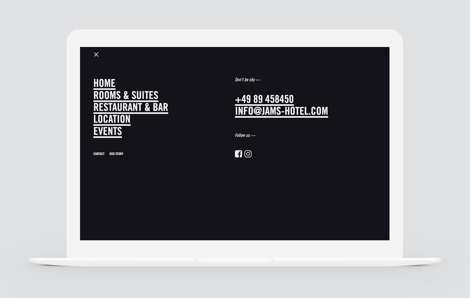 Screenshot Jams Corporate Website Menu