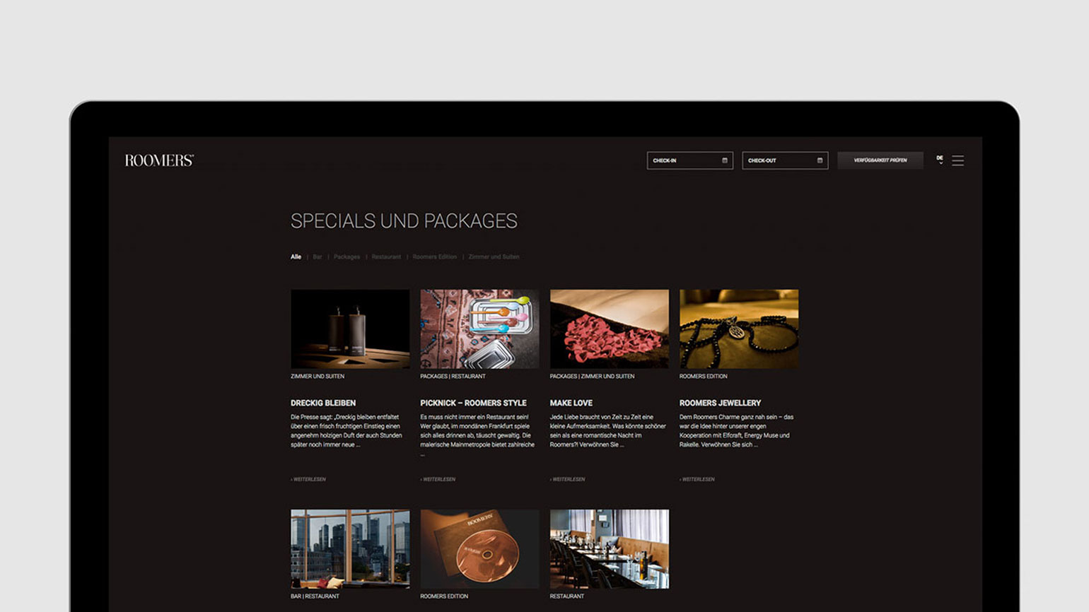 Screenshot Roomers Corporate Website