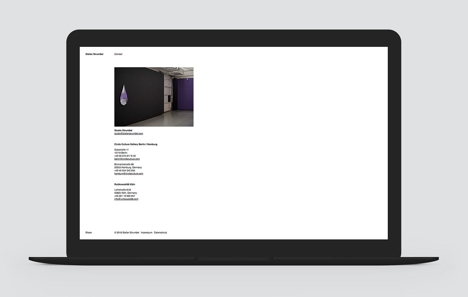 Screenshot Stefan Strumbel Corporate Website