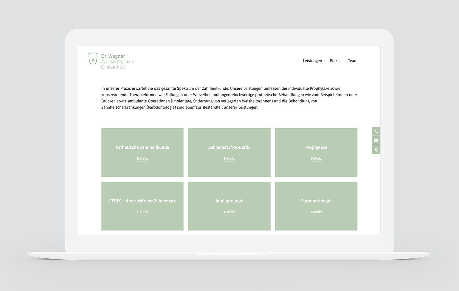 Zahnarztpraxis Dreisamtal Website Screen