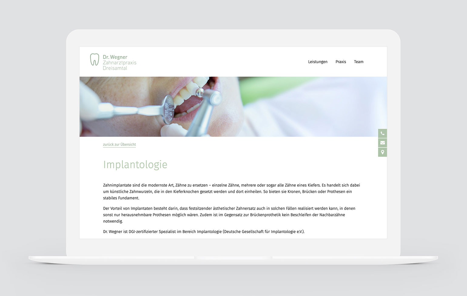 Zahnarztpraxis Dreisamtal Website Screen