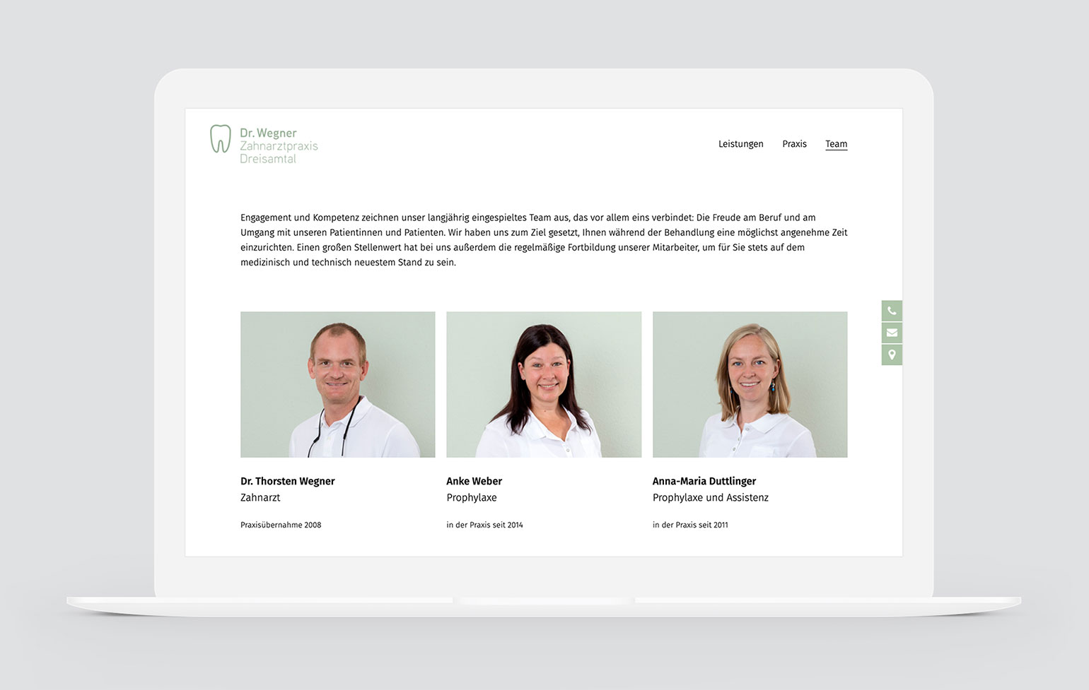 Zahnarztpraxis Dreisamtal Website Screen
