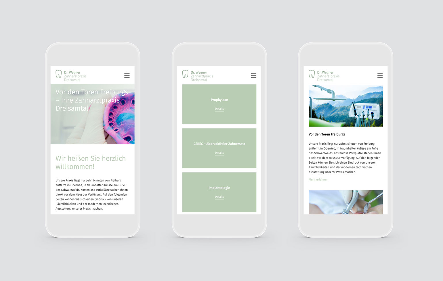 Zahnarztpraxis Dreisamtal Website Mobile Screens